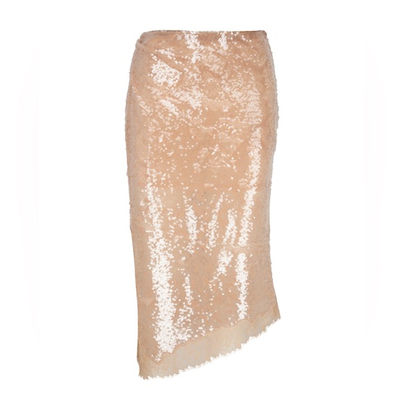 Simkhai Amrita Sequin Lace Midi Slit Slip Long Skirt Ginger Root Tan Nude - Picture 12 of 12